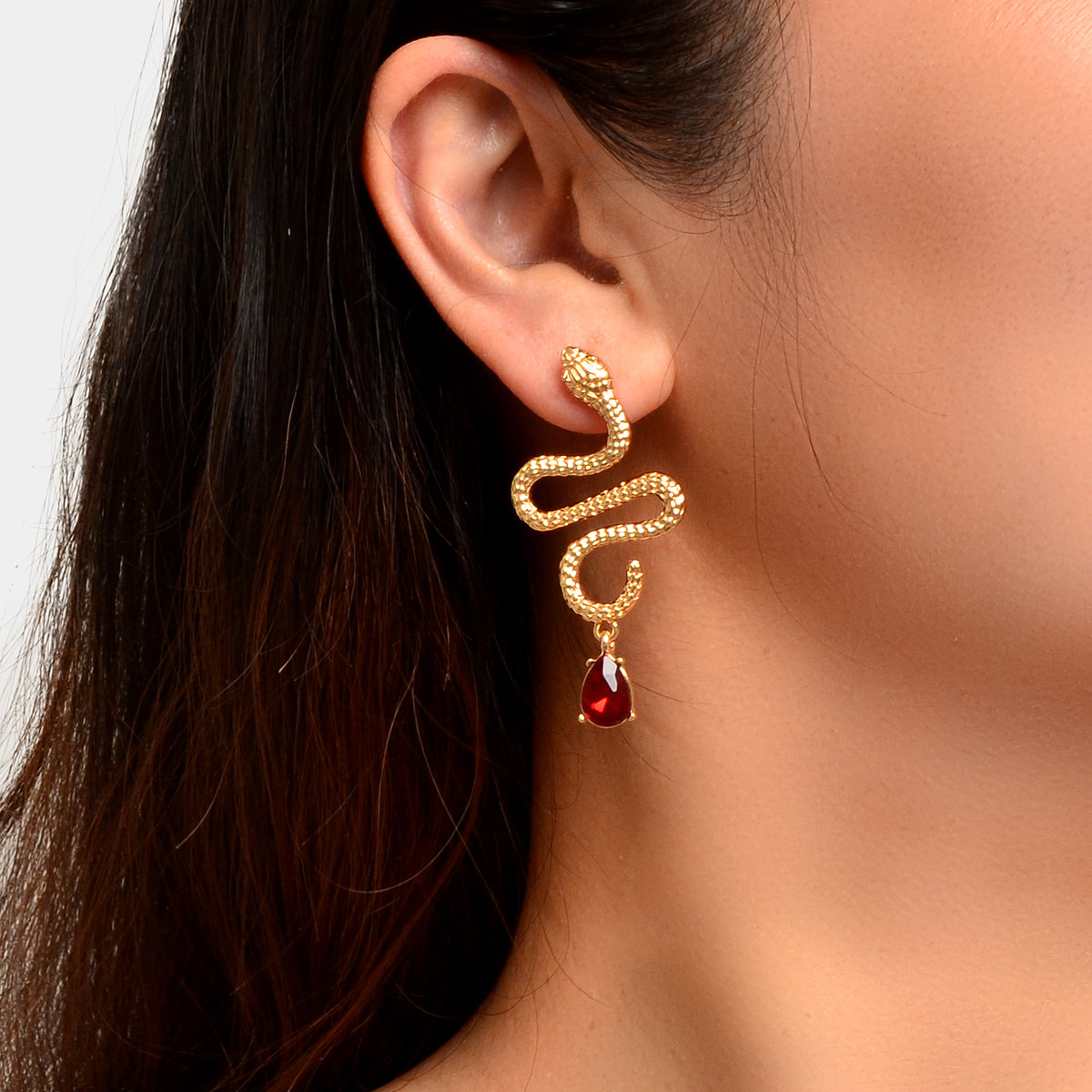 Snake Drop Earrings Dangle Big Green Rhinestone Emerald Charm Stud Punk Jewelry-4